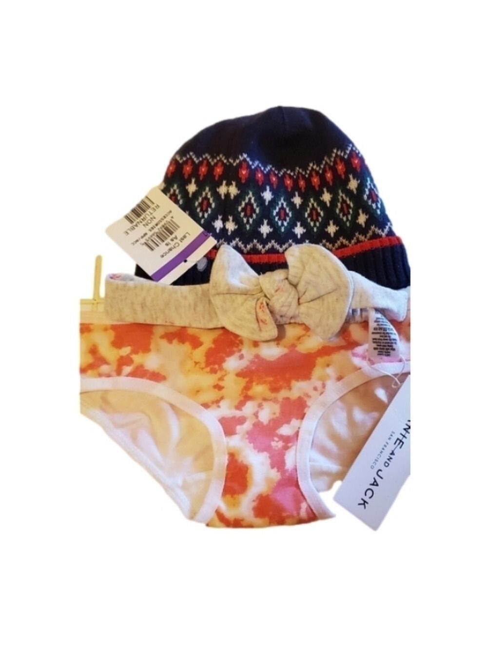 3 baby girl's iteams head band beanie underwear blue gray orange